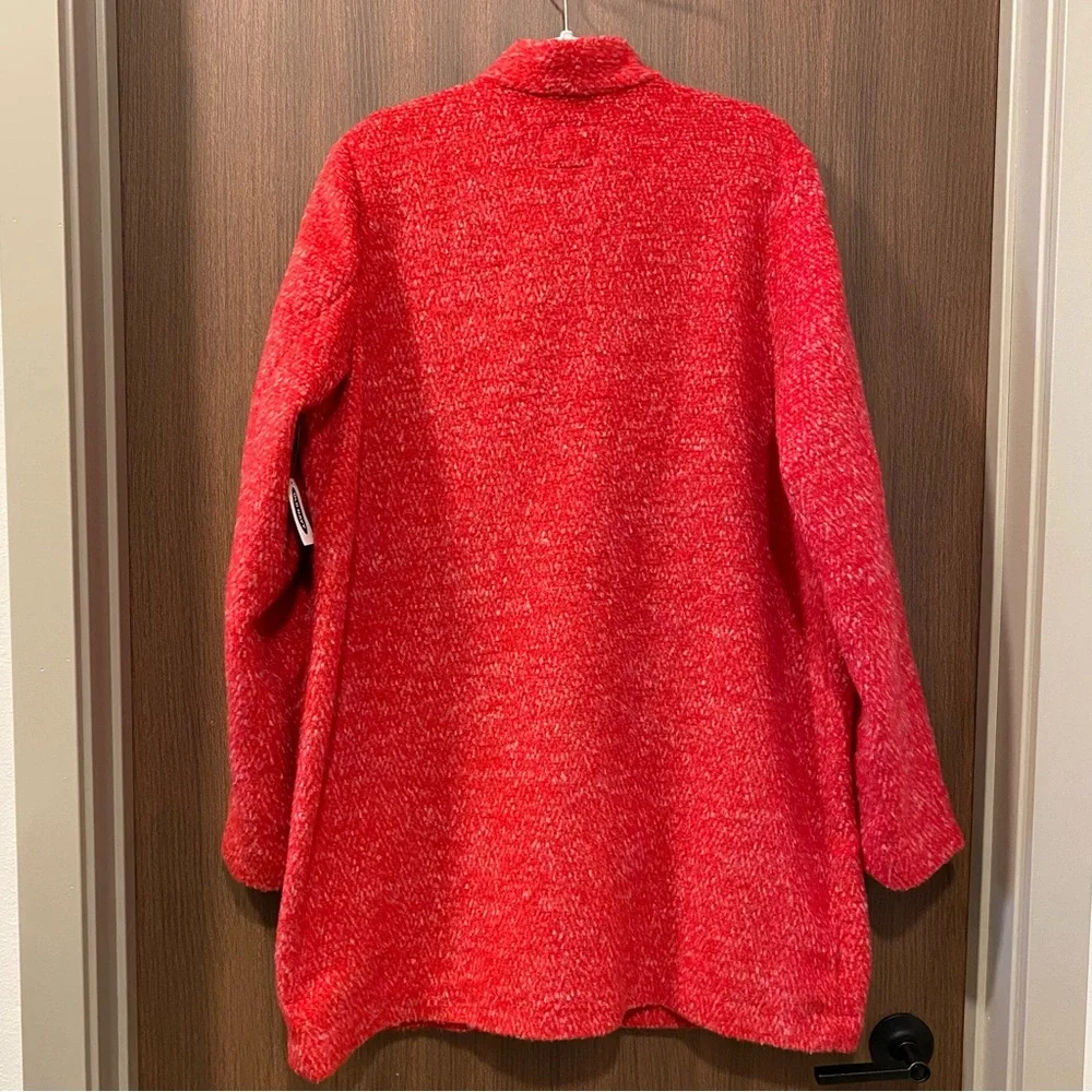 🆕 OLD NAVY Red‎ Relaxed Textured Cardigan Coat Size L Tall 11% Wool Lightweight - Picture 10 of 13